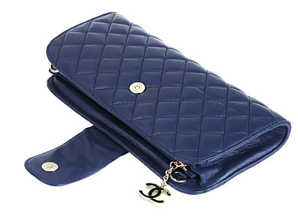 Fake Chanel A20163 Blue Lambskin Leather Cluth Bag On Sale - Click Image to Close